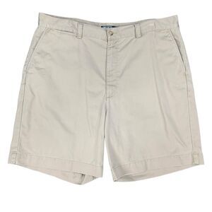 Vintage Polo Ralph Lauren Shorts Mens 38 Beige Cotton Canvas Flat Front Chino